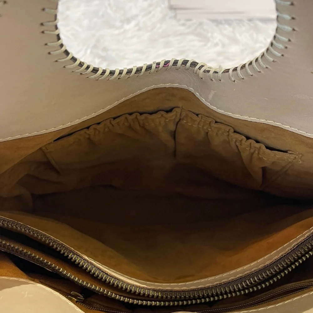 PATRICIA NASH Tan and Brown FLOWER Leather Bag WITH DUST BAG SOME SMALL MARKS - Picture 7 of 13